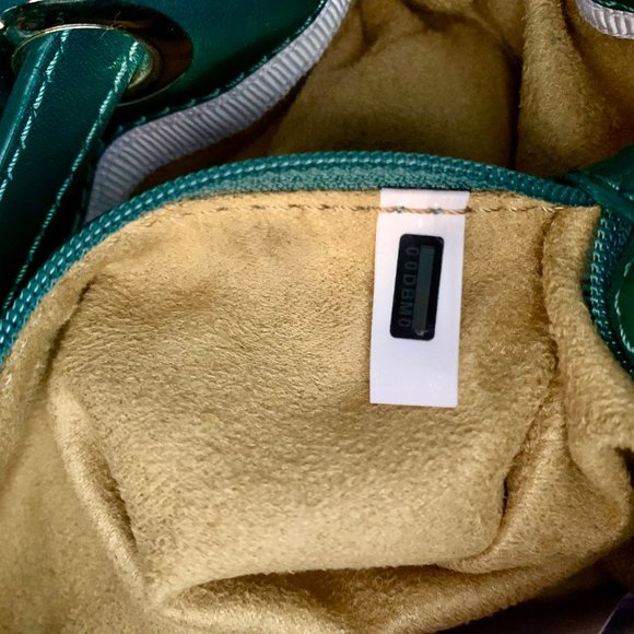 Jimmy Choo Green Black Leopard Print Patent Leather Roquette Bag - Picture 6 of 7